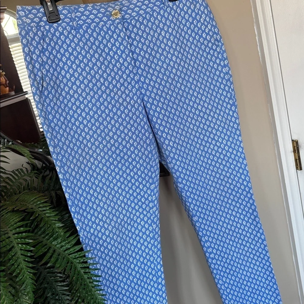 Michael Kors Crew Blue & White Geometric Casual Dress Pants Nautical Trousers